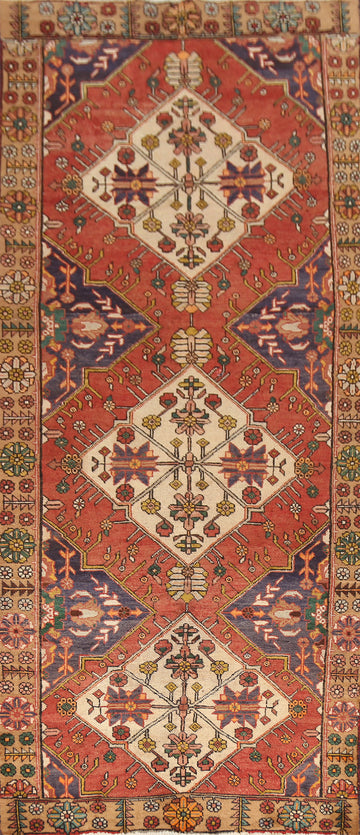 Geometric Wool Ardebil Persian Runner Rug 4x11