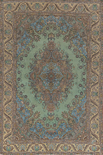 Green Wool Tabriz Persian Area Rug 8x11