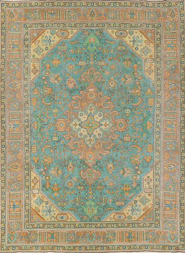 Turquoise Blue Tabriz Persian Area Rug 8x11