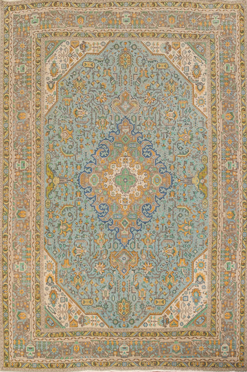 Vintage Blue Tabriz Persian Area Rug 8x11