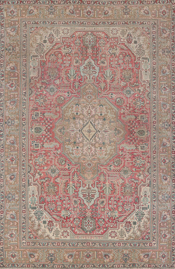 Geometric Wool Tabriz Persian Area Rug 6x10