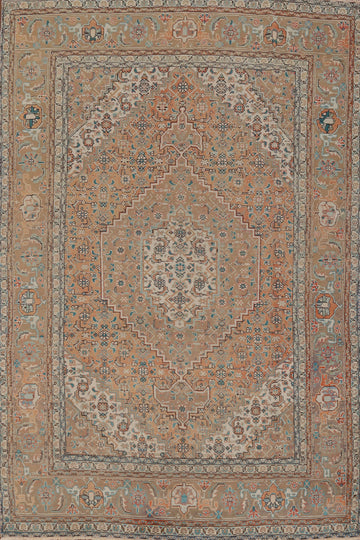 Orange Wool Tabriz Persian Area Rug 6x9