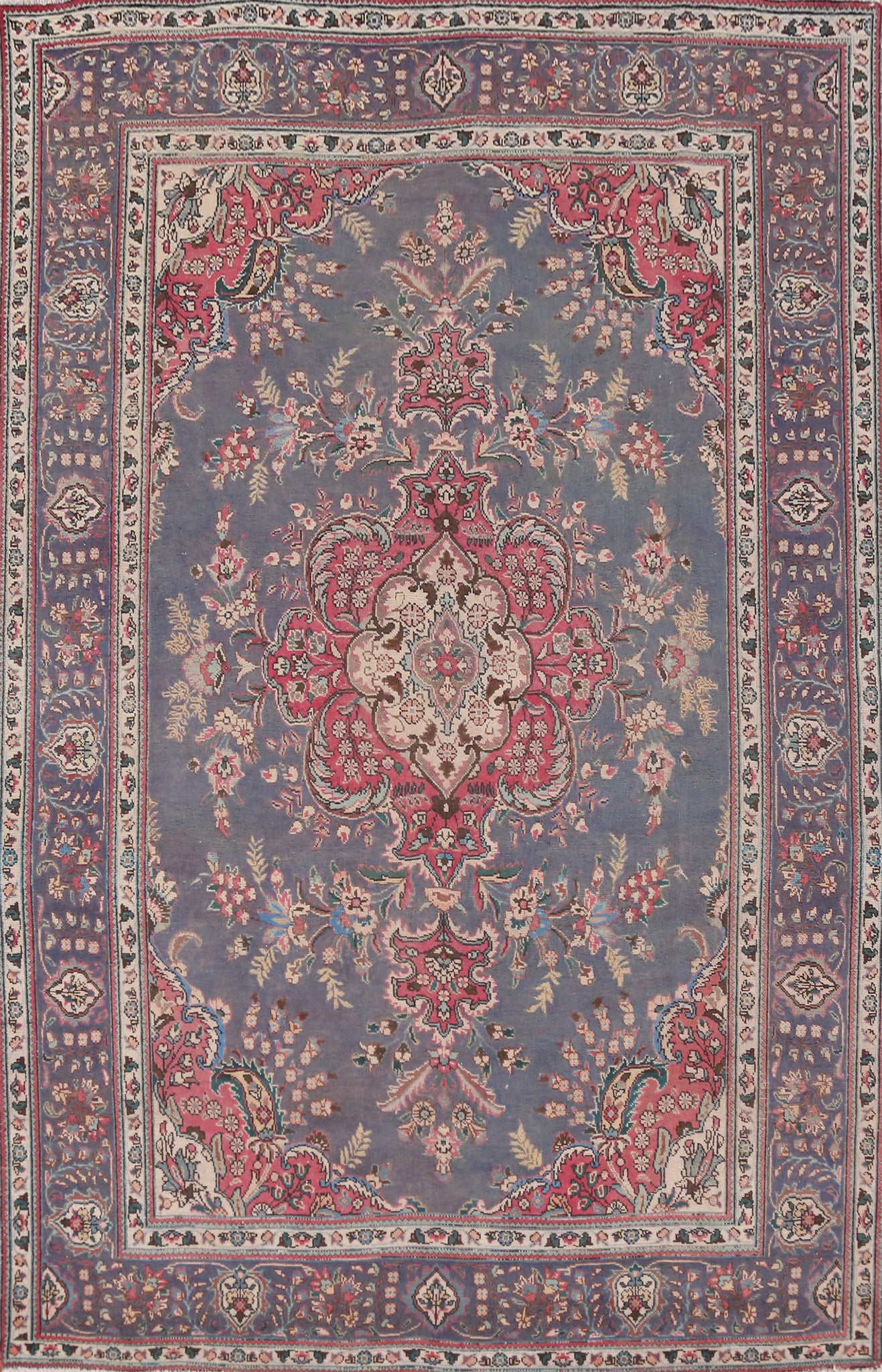 Traditional Blue Tabriz Persian Area Rug 7x10