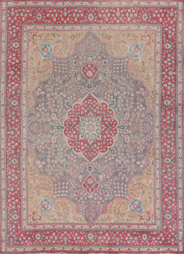 Purple Wool Floral Tabriz Persian Area Rug 10x13