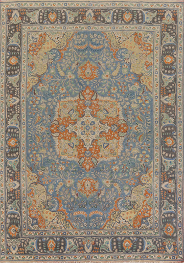 Vintage Blue Tabriz Persian Area Rug 8x12