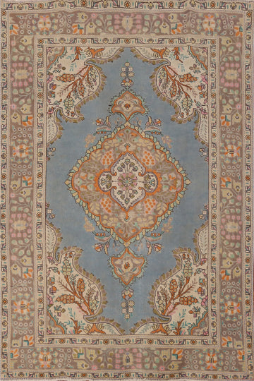 Traditional Blue Tabriz Persian Area Rug 7x9