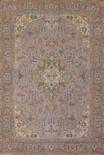 Light Purple Wool Tabriz Persian Area Rug 8x11