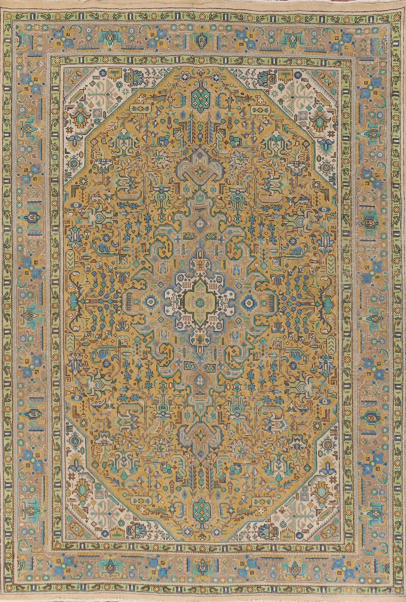 Geometric Wool Tabriz Persian Area Rug 8x11