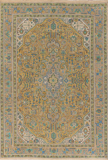 Geometric Wool Tabriz Persian Area Rug 8x11