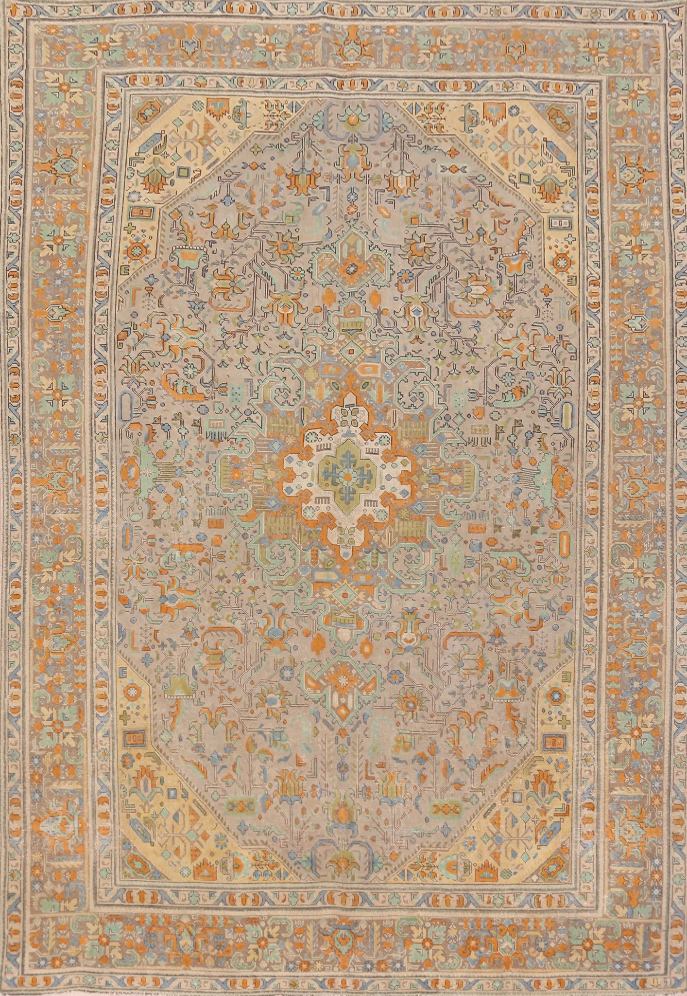 Geometric Wool Tabriz Persian Area Rug 8x11