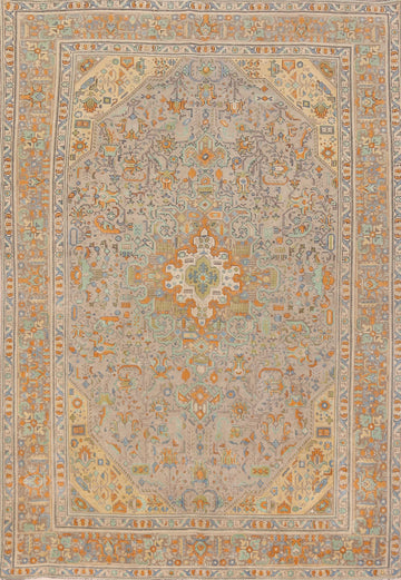 Geometric Wool Tabriz Persian Area Rug 8x11