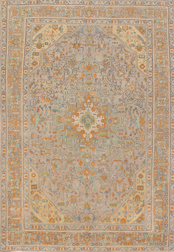 Geometric Wool Tabriz Persian Area Rug 8x11