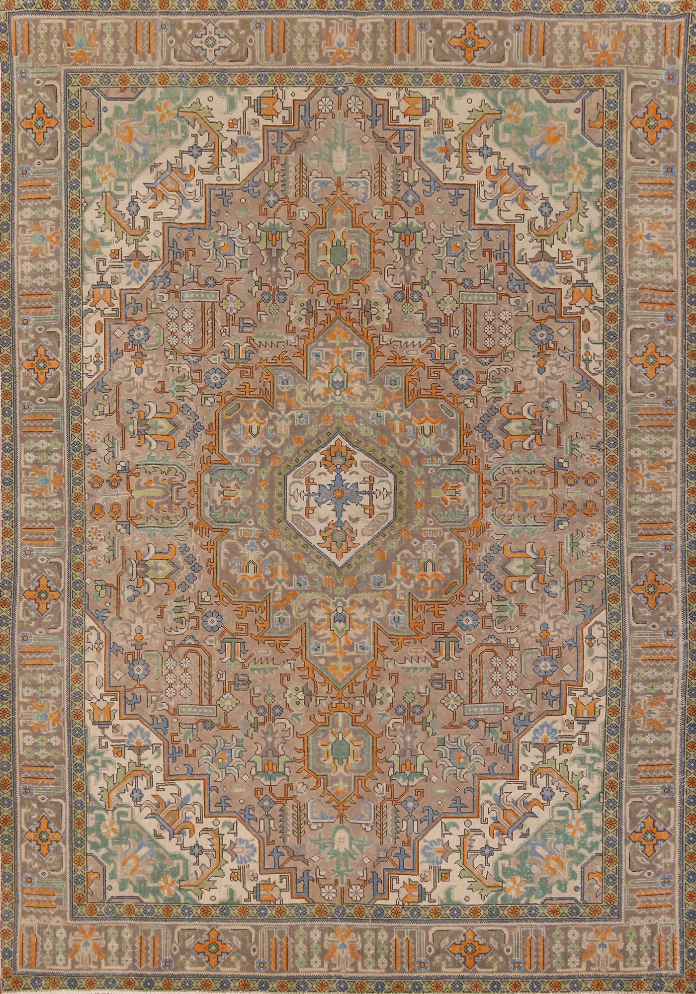 Geometric Wool Tabriz Persian Area Rug 10x13