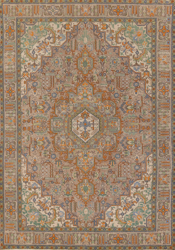 Geometric Wool Tabriz Persian Area Rug 10x13