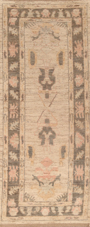 Vegetable Dye Oushak Turkish Runner Rug 3x10