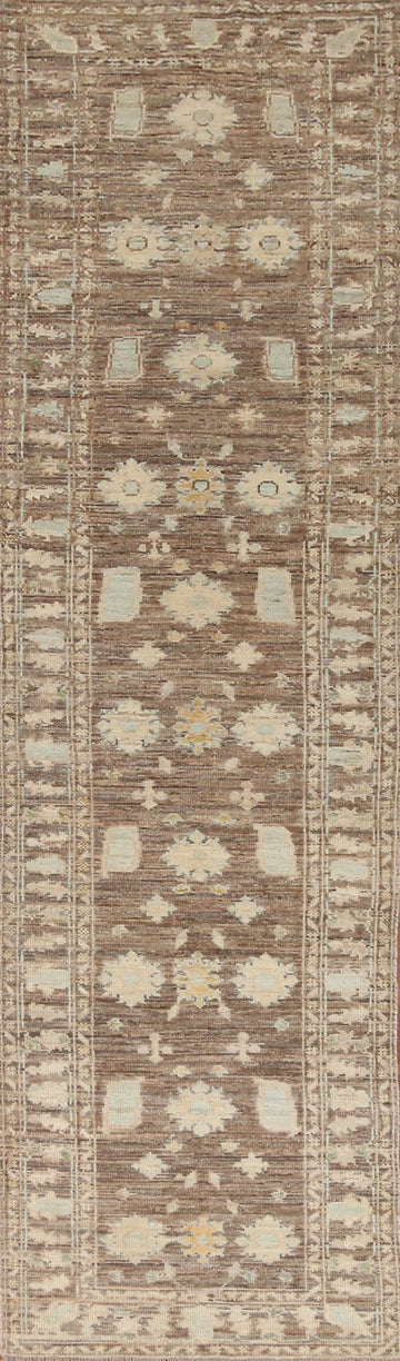 Vegetable Dye Oushak Turkish Runner Rug 3x15
