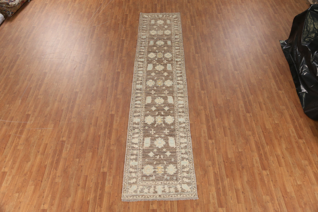 Vegetable Dye Oushak Turkish Runner Rug 3x15