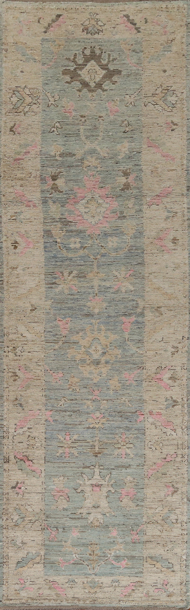 Vegetable Dye Oushak Turkish Runner Rug 3x15