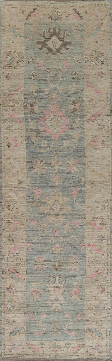 Vegetable Dye Oushak Turkish Runner Rug 3x15