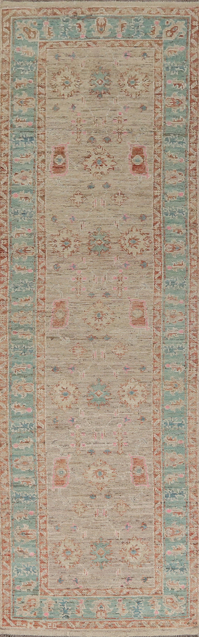 Vegetable Dye Oushak Turkish Runner Rug 3x14