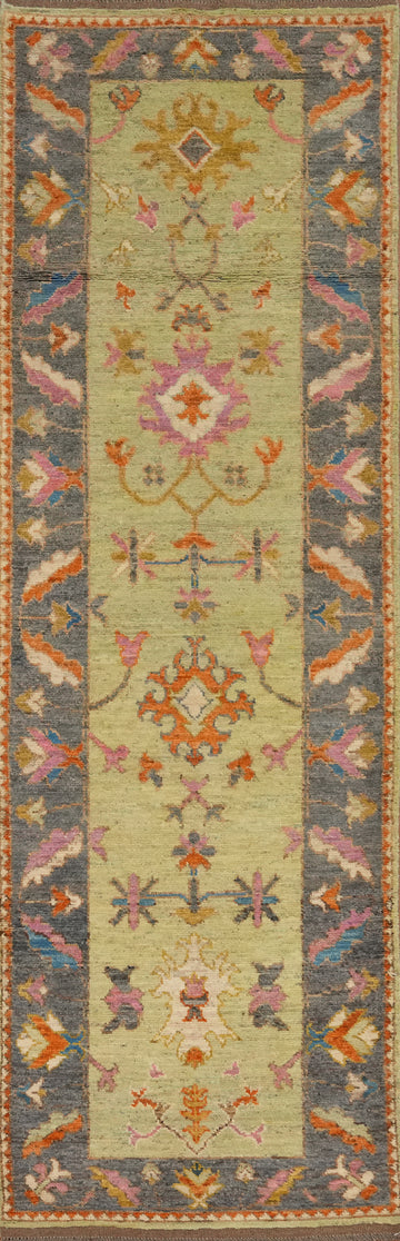 Vegetable Dye Oushak Turkish Runner Rug 3x13