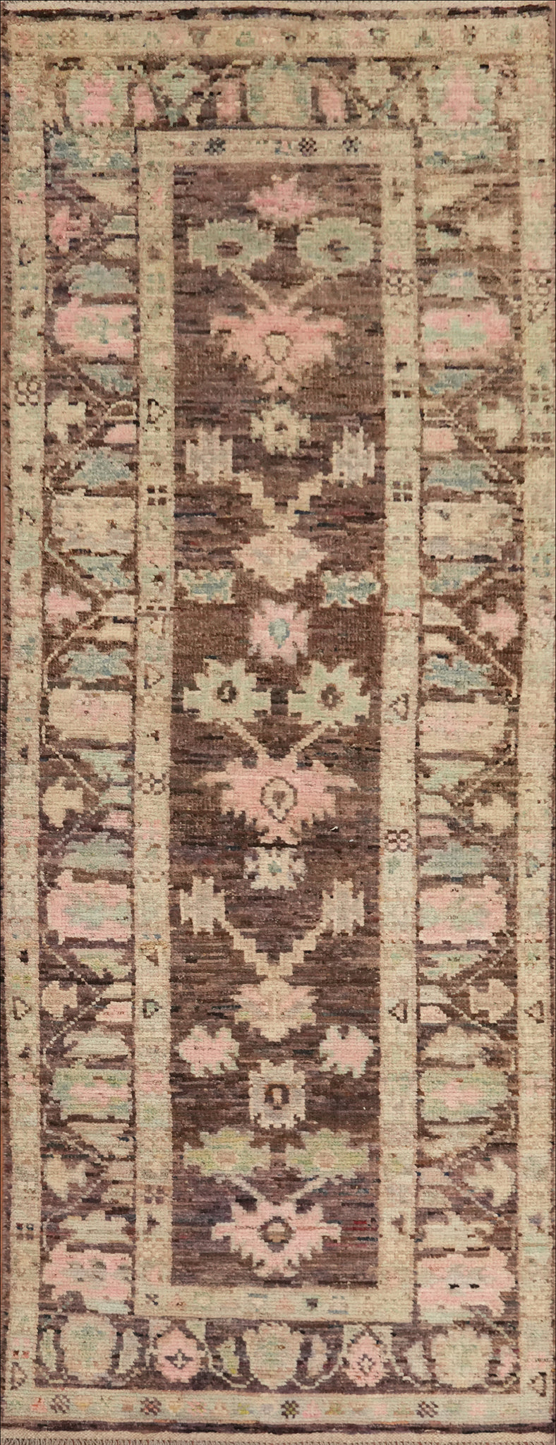 Vegetable Dye Oushak Turkish Runner Rug 3x10