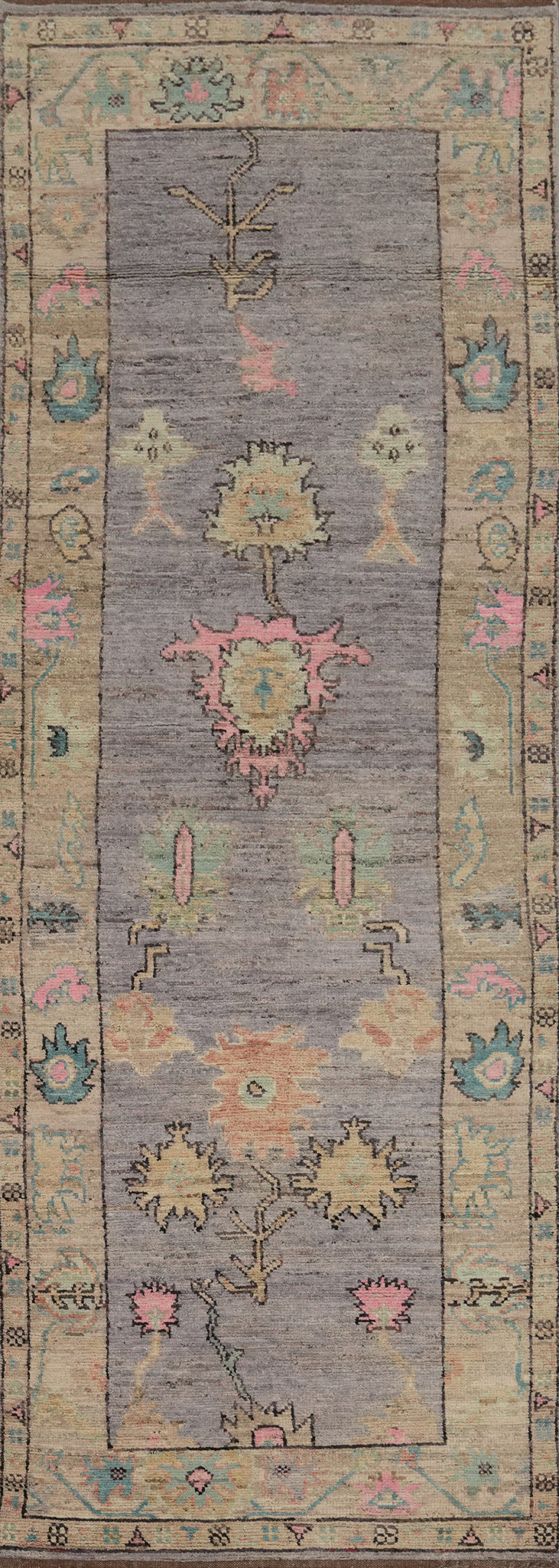 Vegetable Dye Oushak Turkish Runner Rug 3x13