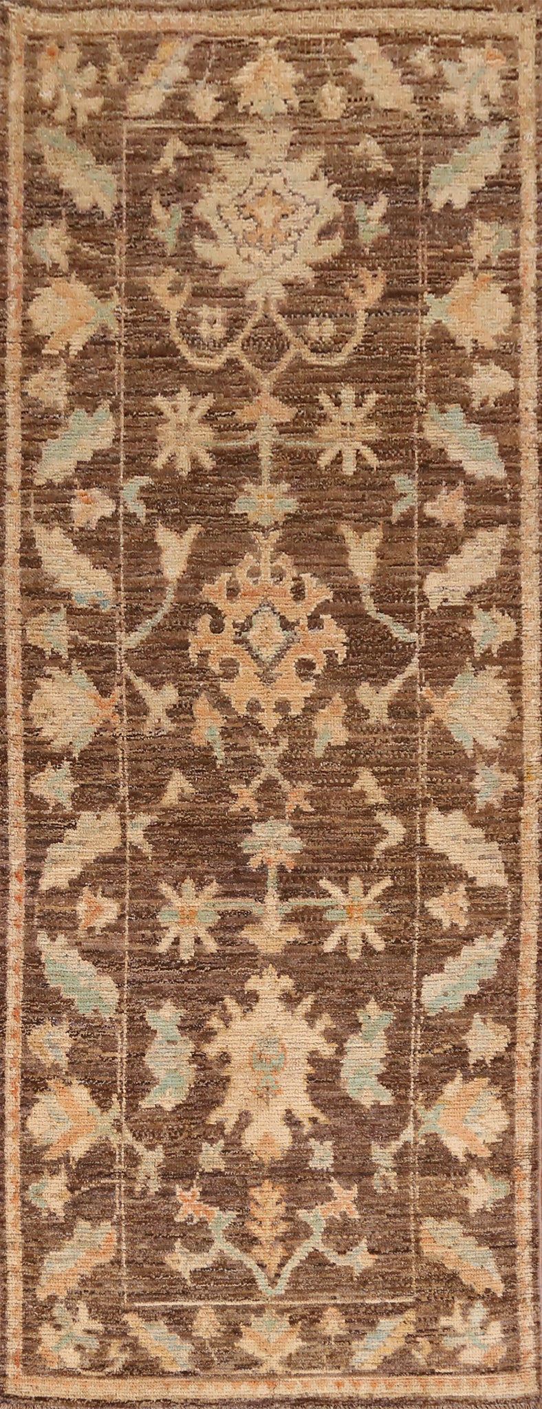 Vegetable Dye Oushak Turkish Runner Rug 3x10