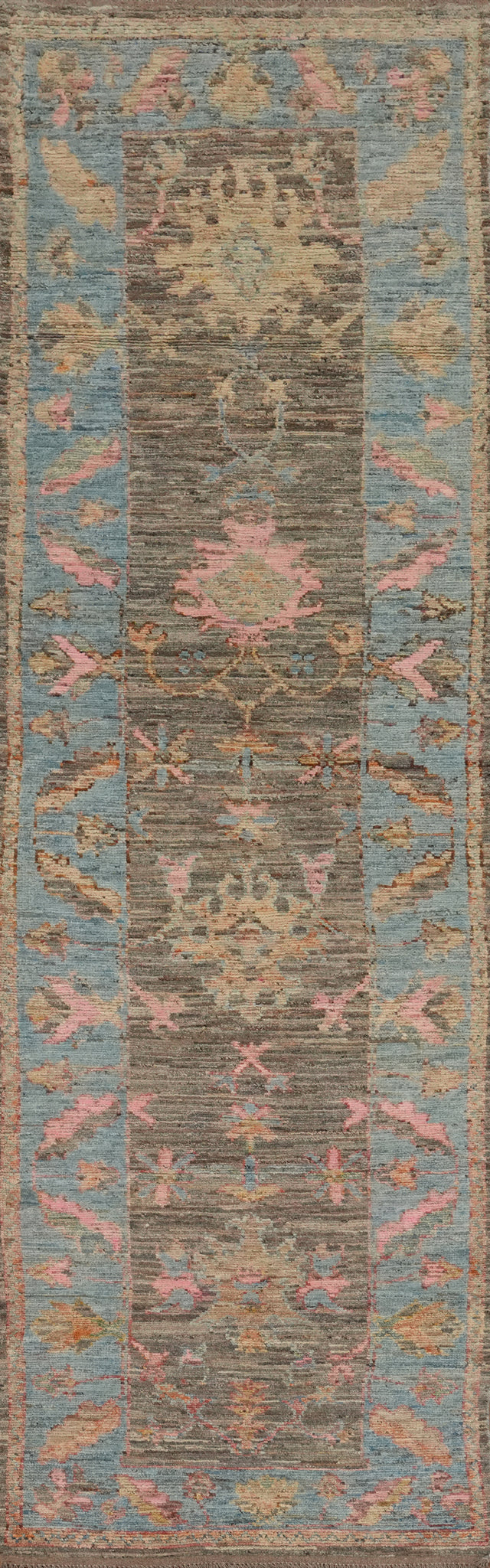 Vegetable Dye Oushak Turkish Runner Rug 3x13