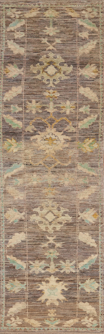 Vegetable Dye Oushak Turkish Runner Rug 3x13
