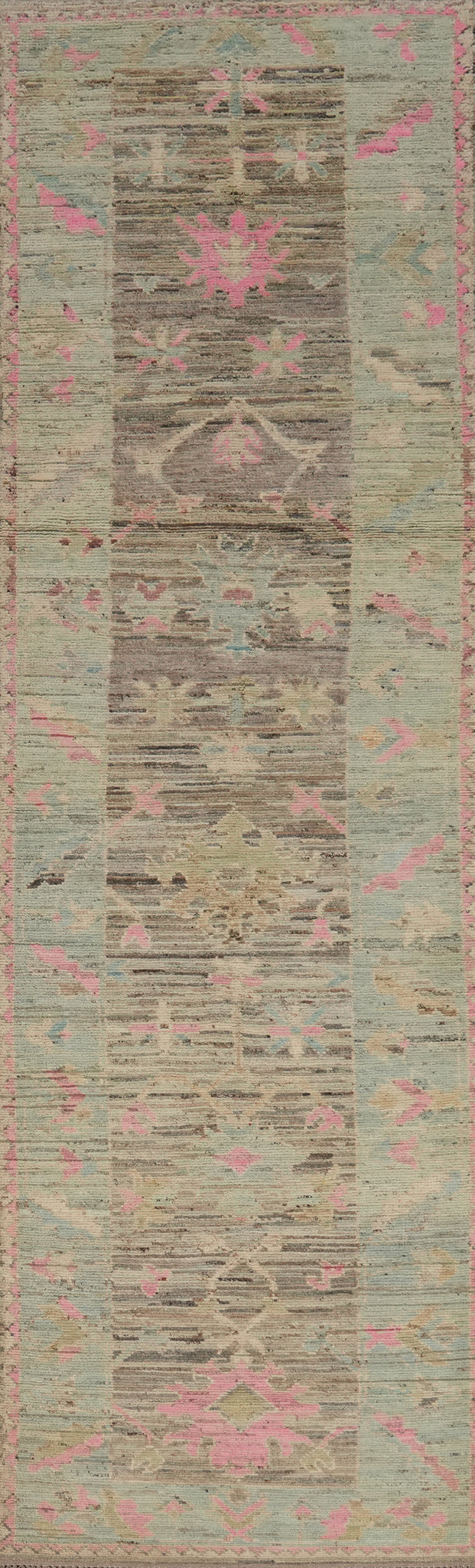 Vegetable Dye Oushak Turkish Runner Rug 3x15
