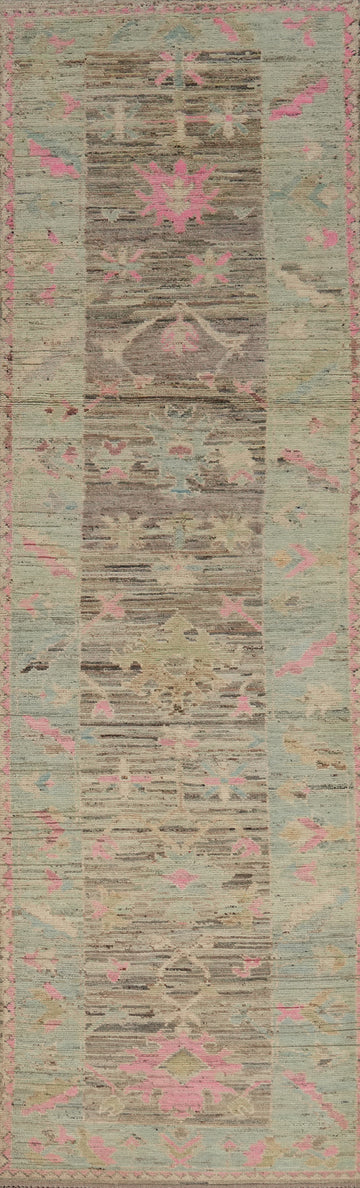 Vegetable Dye Oushak Turkish Runner Rug 3x15