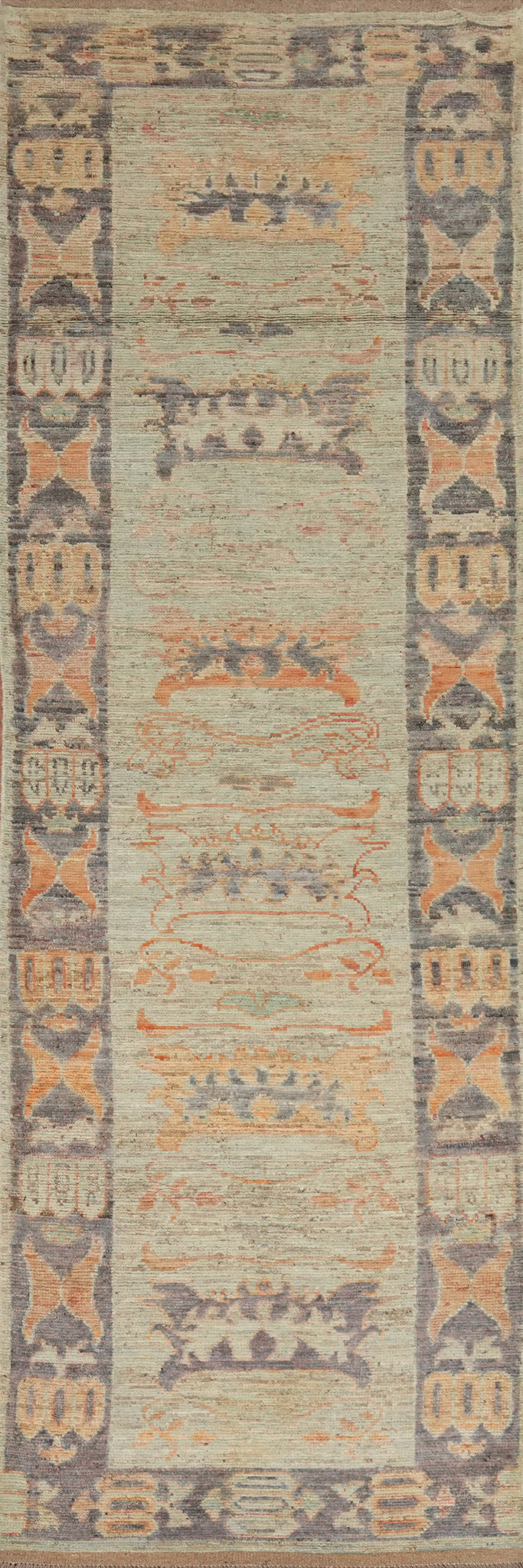 Vegetable Dye Oushak Turkish Runner Rug 3x13