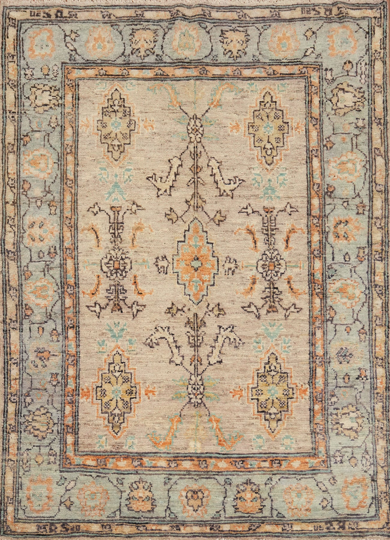 Vegetable Dye Oushak Turkish Rug 5x7