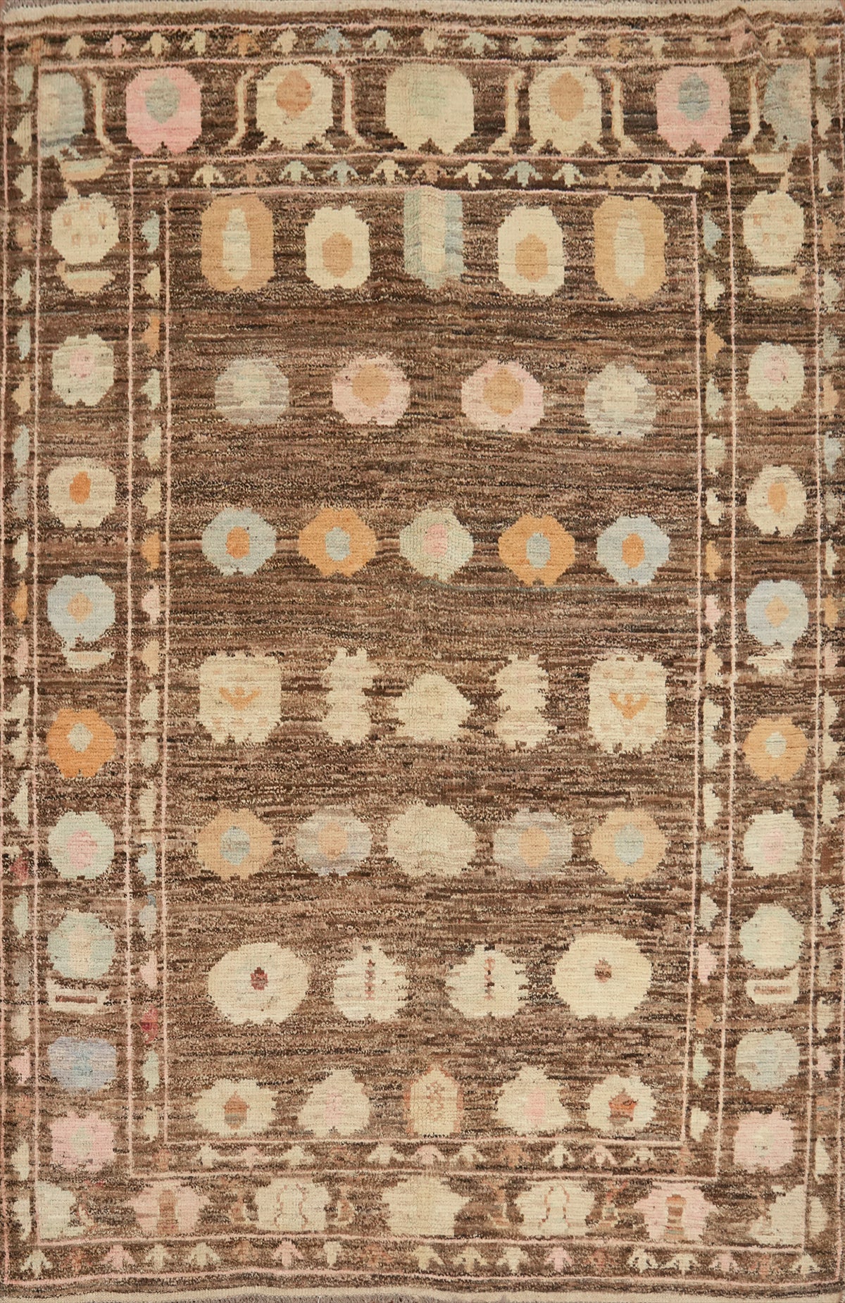 Vegetable Dye Brown Oushak Turkish Area Rug 6x8