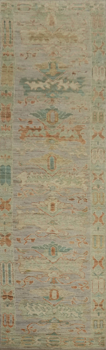 Vegetable Dye Oushak Turkish Runner Rug 4x19