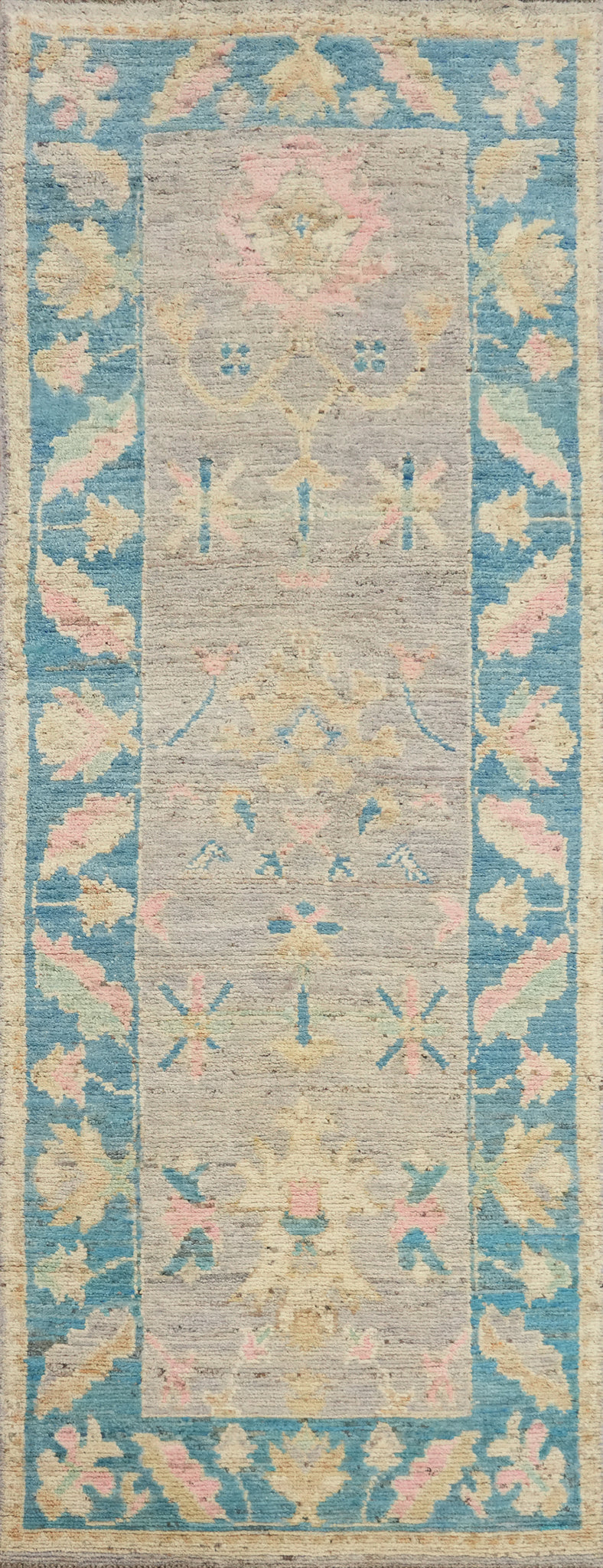 Vegetable Dye Oushak Turkish Runner Rug 3x10
