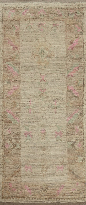 Earth Tone Oushak Vegetable Dye Runner Rug 3x10
