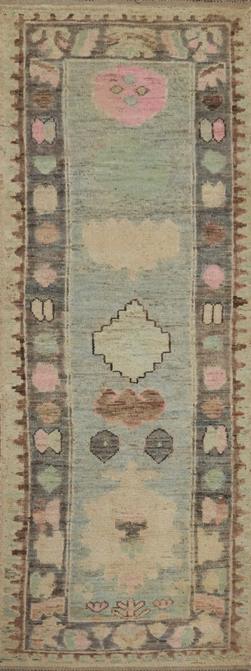 Vegetable Dye Oushak Turkish Runner Rug 3x10