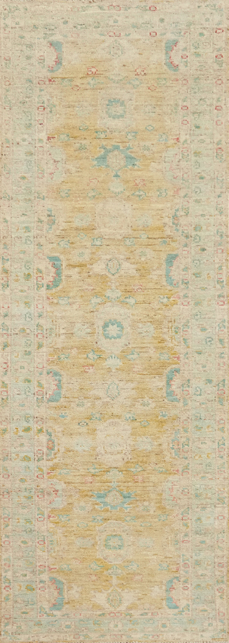 Vegetable Dye Oushak Turkish Runner Rug 3x10