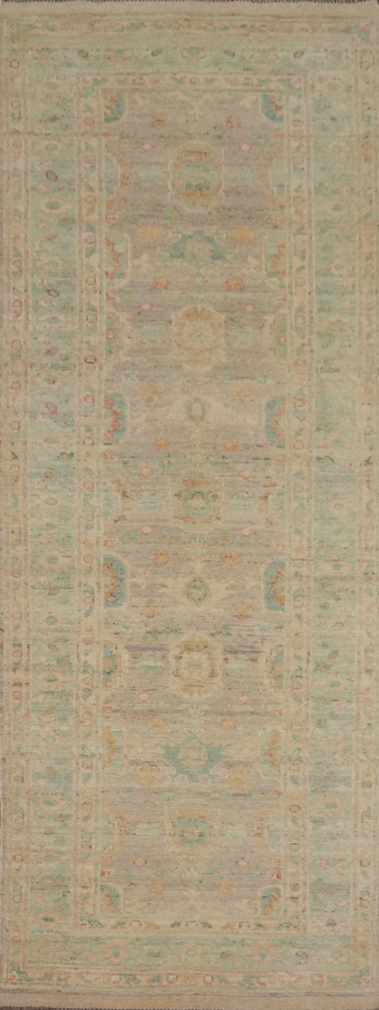 Vegetable Dye Oushak Turkish Runner Rug 3x10