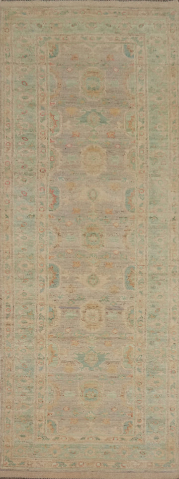 Vegetable Dye Oushak Turkish Runner Rug 3x10