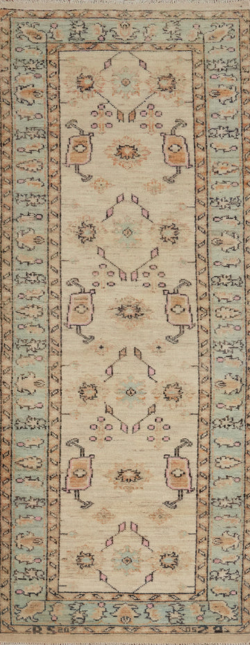Earth Tone Oushak Vegetable Dye Runner Rug 3x10