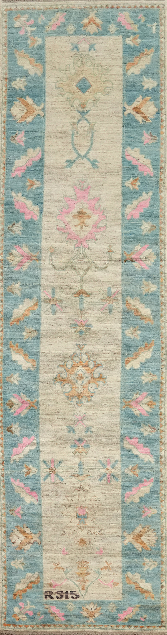 Vegetable Dye Oushak Turkish Runner Rug 3x16