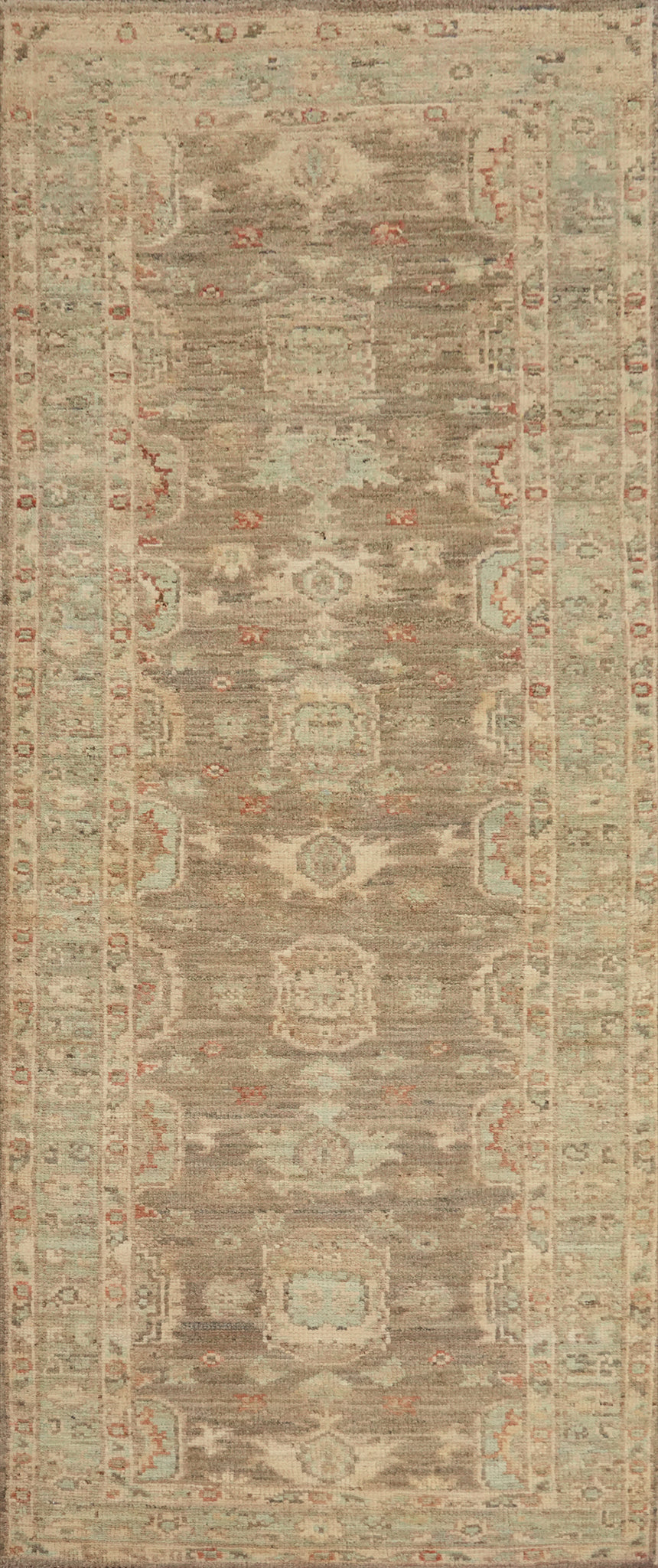 Vegetable Dye Oushak Turkish Runner Rug 3x9