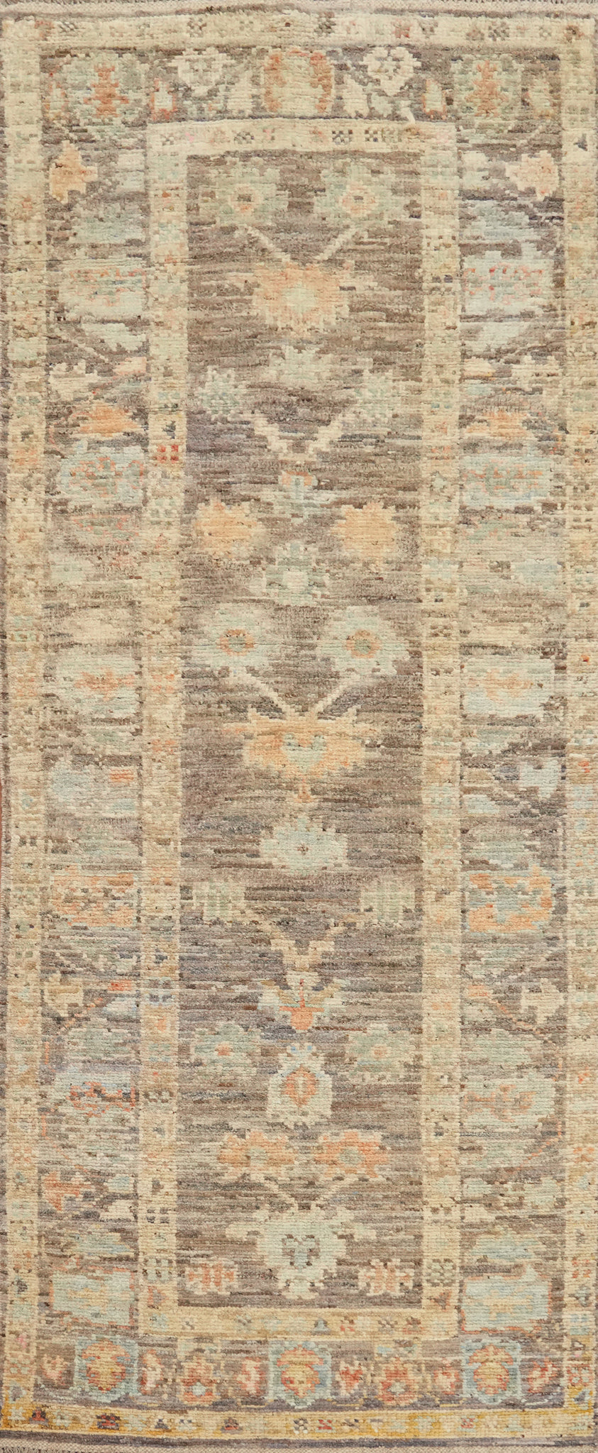 Vegetable Dye Oushak Turkish Runner Rug 3x10