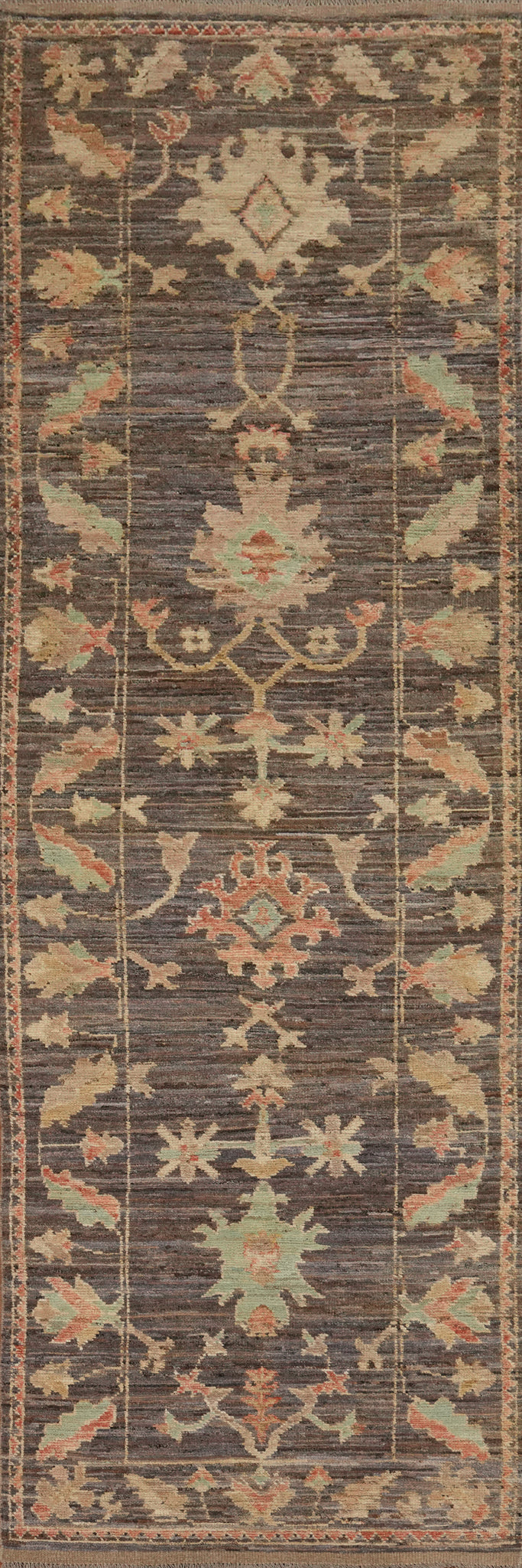 Vegetable Dye Oushak Turkish Runner Rug 3x13