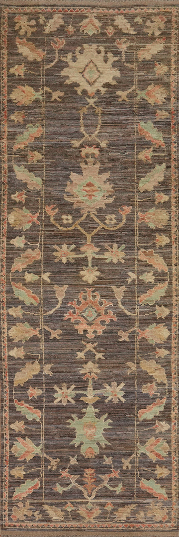 Vegetable Dye Oushak Turkish Runner Rug 3x13