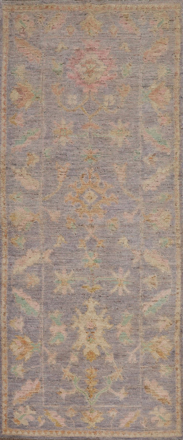 Vegetable Dye Lilac Oushak Turkish Runner Rug 3x10