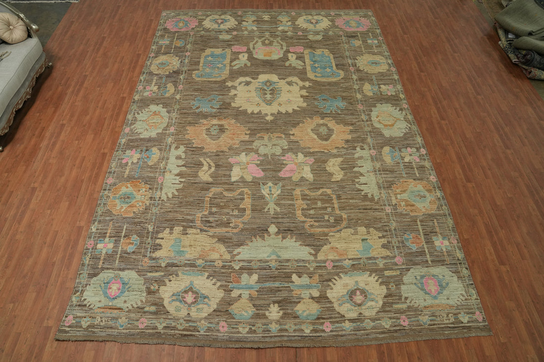 Vegetable Dye Oushak Turkish Large Rug 12x18